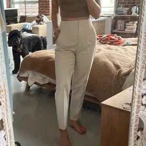 High waisted cream Zara work pants
